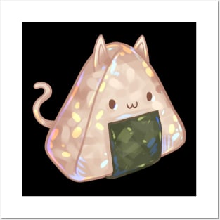 Cute Cat Onigiri Posters and Art